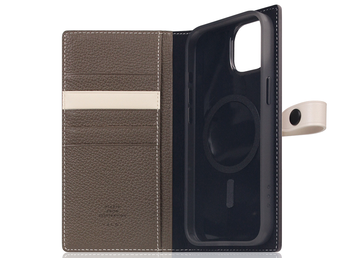 SLG Design D8 Edition 2in1 Leather Folio Etoff Cream - iPhone 15 Plus hoesje