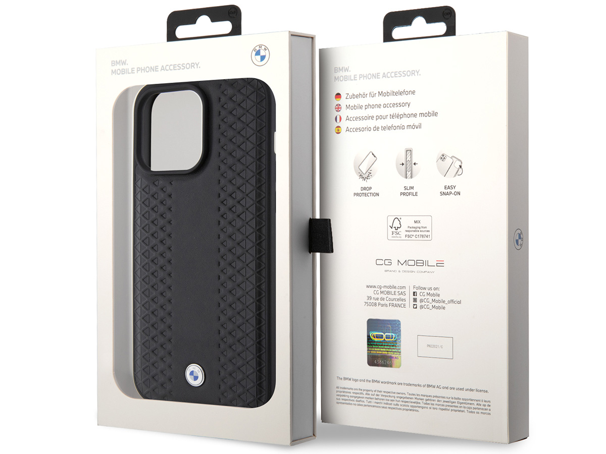 BMW Signature Tracks Leather Case - iPhone 15 Pro hoesje