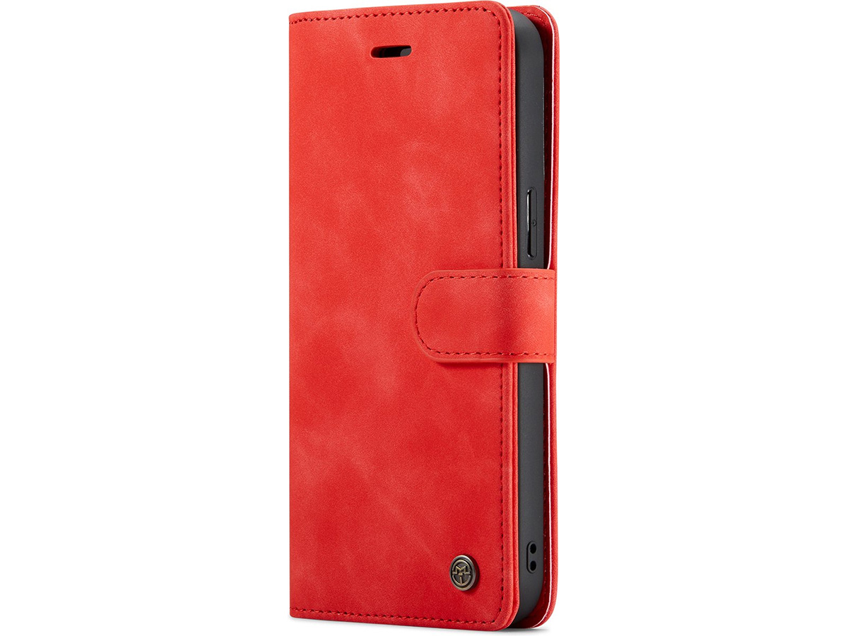 CaseMania 2in1 Magnetic Bookcase Rood - iPhone 15 Pro Hoesje