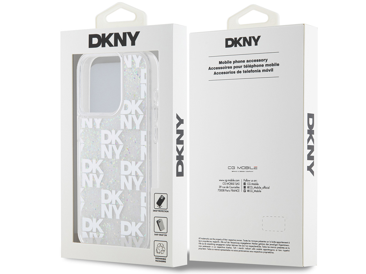 DKNY Liquid Glitter Case Clear - iPhone 15 Pro hoesje