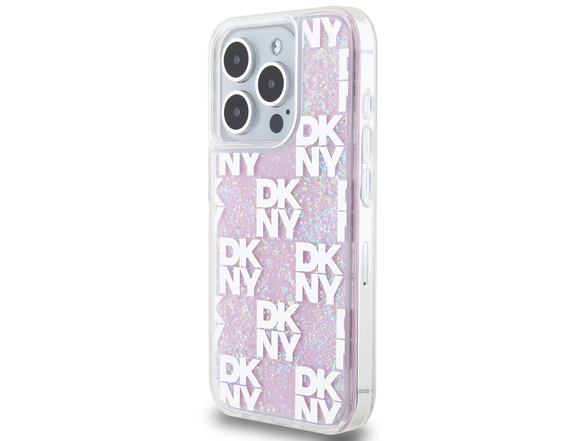 DKNY Liquid Glitter Case Roze - iPhone 15 Pro hoesje