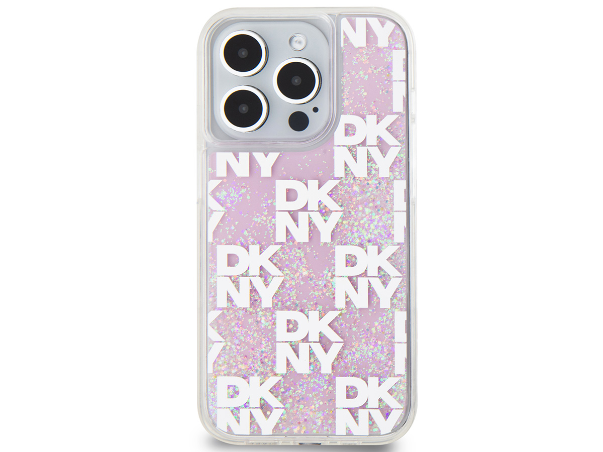 DKNY Liquid Glitter Case Roze - iPhone 15 Pro hoesje