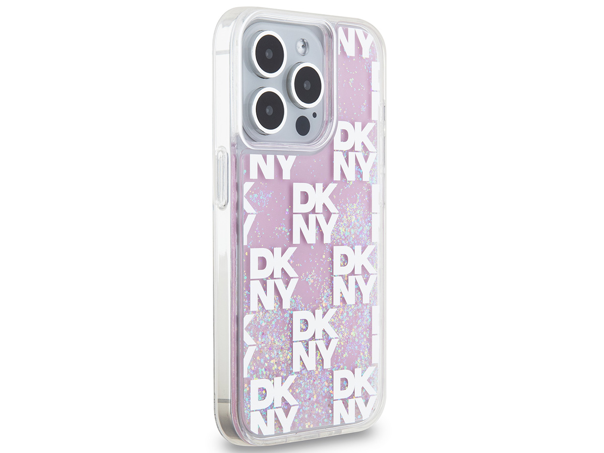 DKNY Liquid Glitter Case Roze - iPhone 15 Pro hoesje