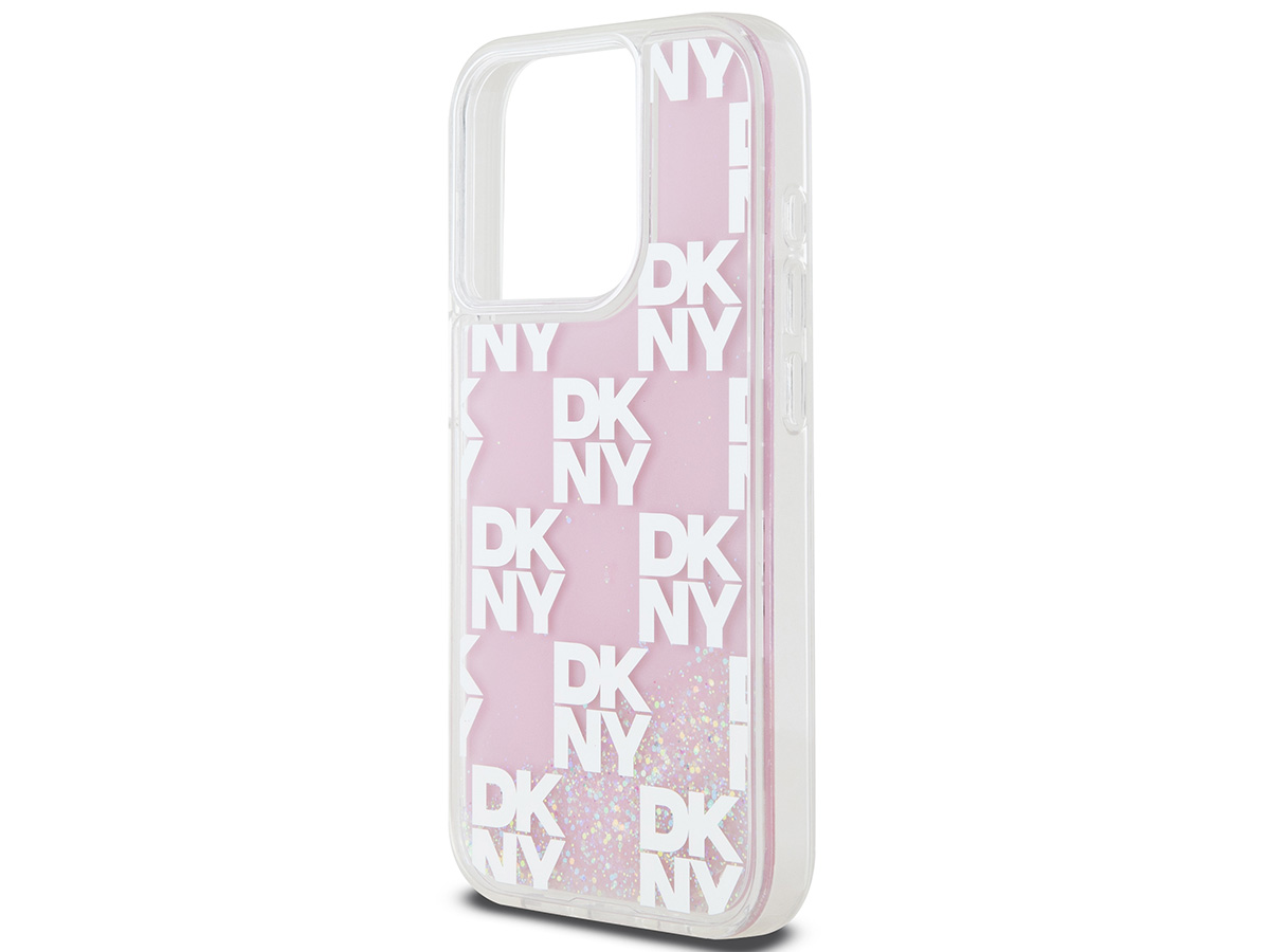 DKNY Liquid Glitter Case Roze - iPhone 15 Pro hoesje