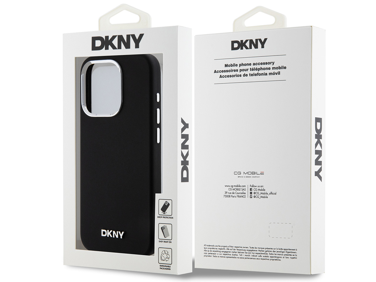 DKNY Silicone MagSafe Case Zwart - iPhone 15 Pro hoesje