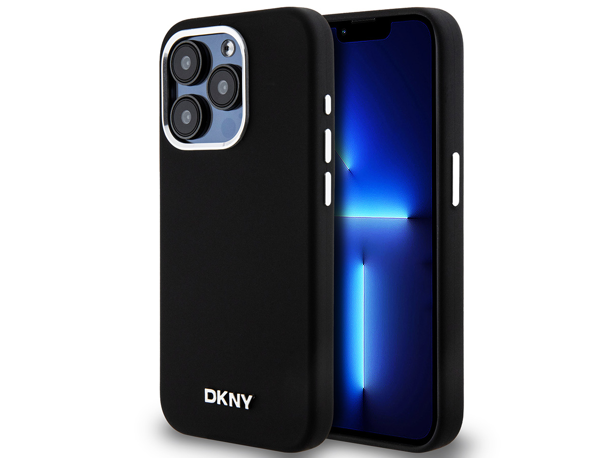 DKNY Silicone MagSafe Case Zwart - iPhone 15 Pro hoesje