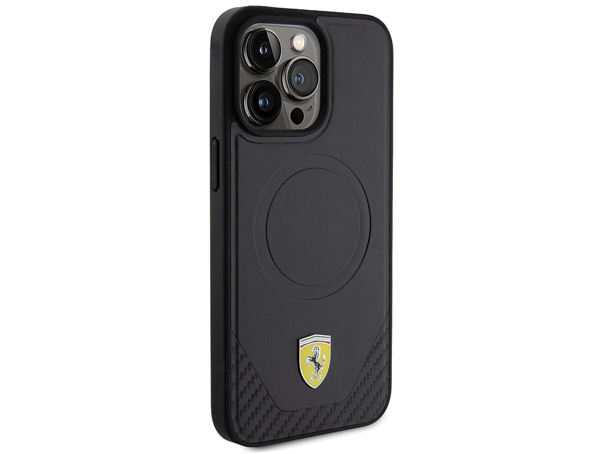 Ferrari Carbon Leather MagSafe Case - iPhone 15 Pro hoesje