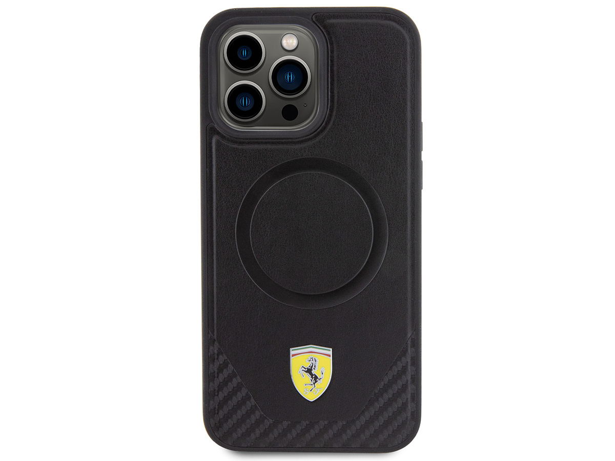 Ferrari Carbon Leather MagSafe Case - iPhone 15 Pro hoesje