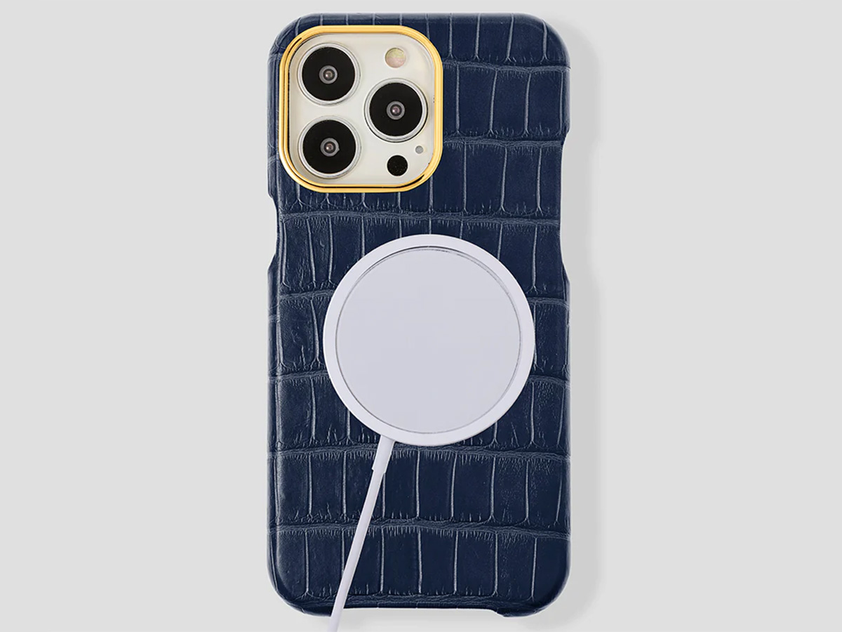 Gatti Classica Alligator Case iPhone 15 Pro hoesje - Blue Navy/Gold