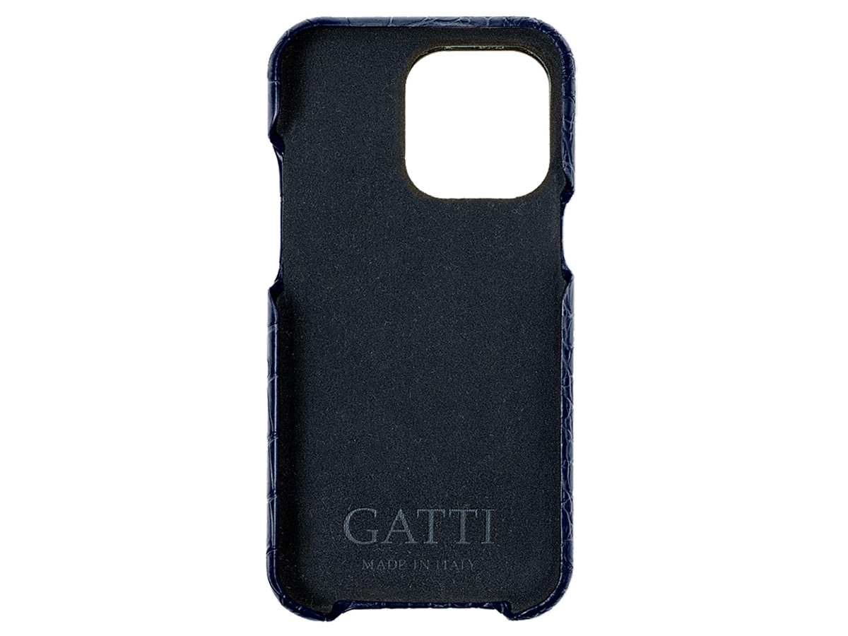 Gatti Classica Alligator Case iPhone 15 Pro hoesje - Blue Navy/Rose Gold