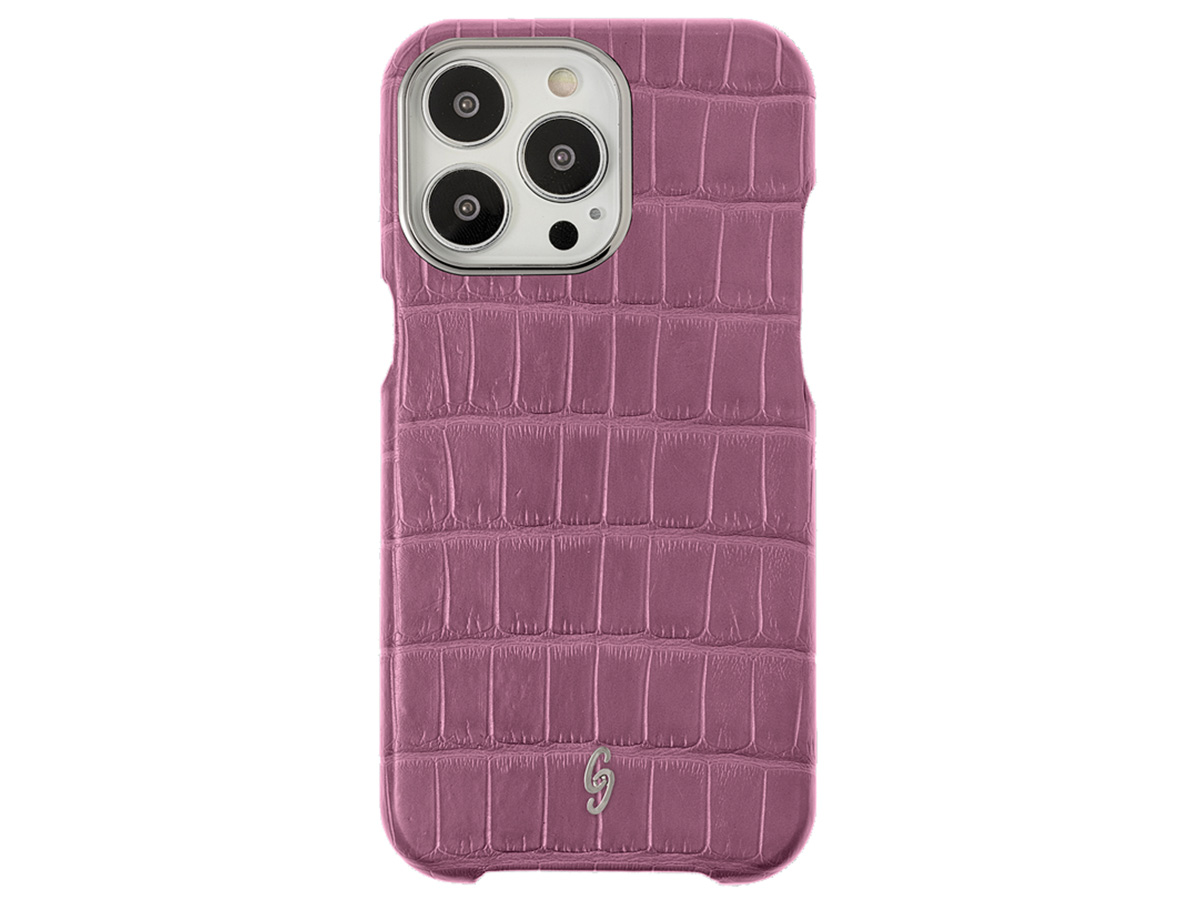 Gatti Classica Alligator Case iPhone 15 Pro hoesje - Pink Camellia/Steel