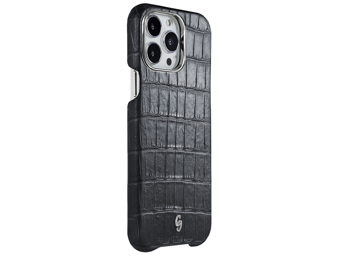 Gatti Classica Alligator Case iPhone 15 Pro hoesje - Black Rubber/Steel