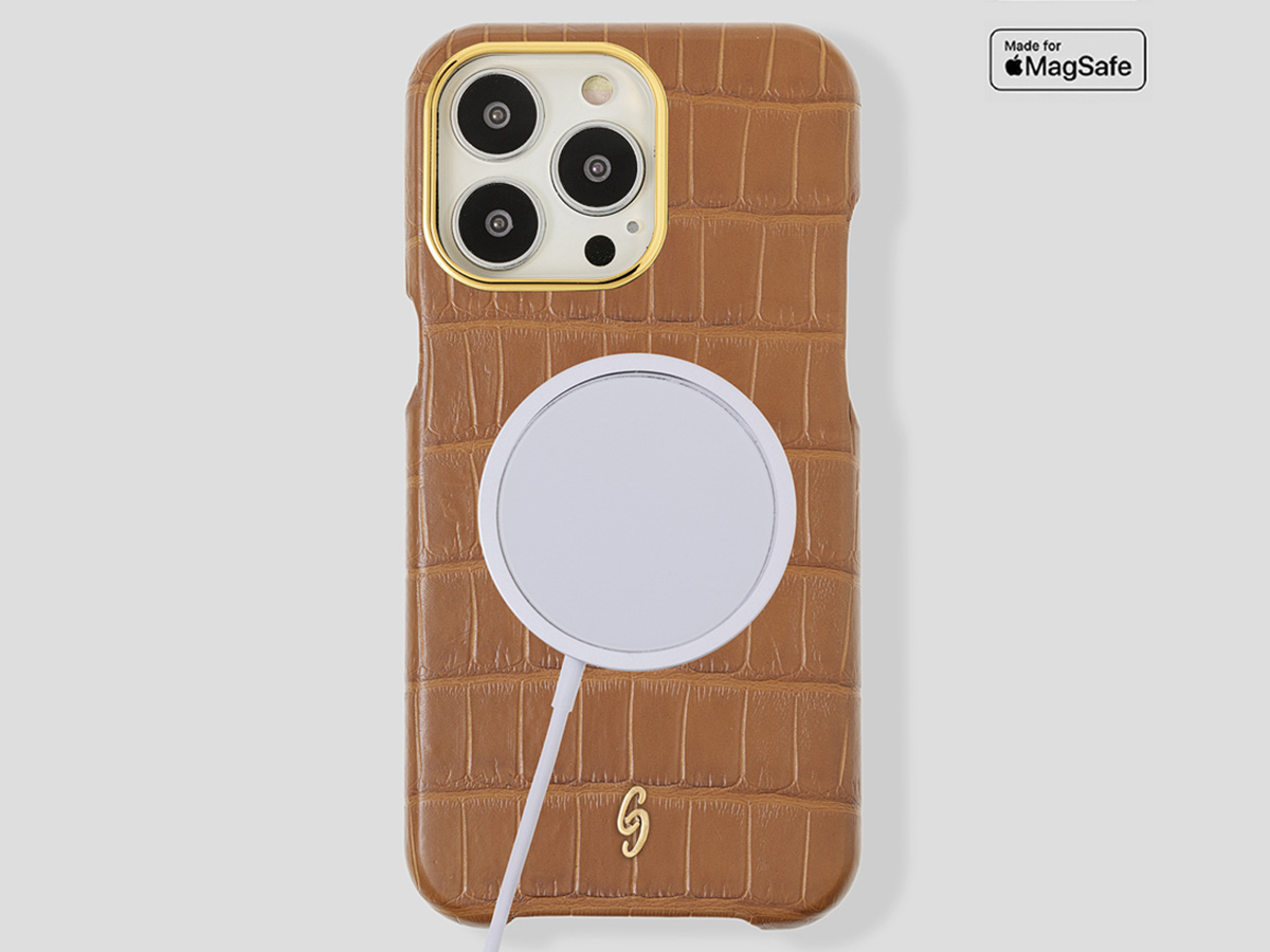 Gatti Classica Alligator Case iPhone 15 Pro hoesje - Honey Matt/Gold