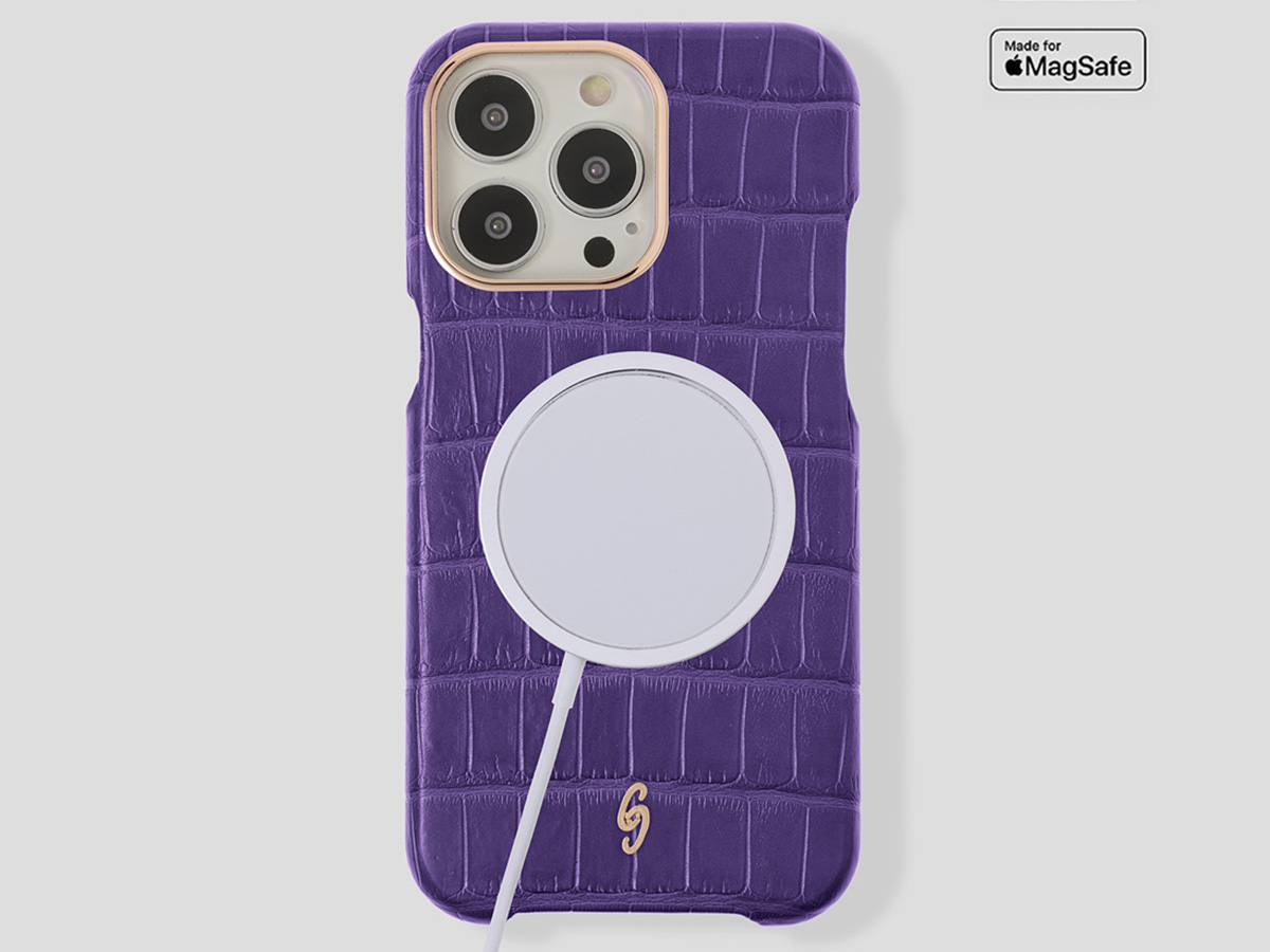 Gatti Classica Alligator Case iPhone 15 Pro hoesje - Mauve Purple/Rose Gold