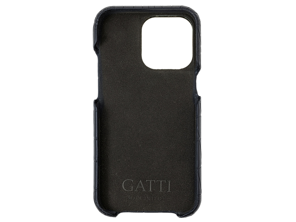 Gatti Classica Alligator Case iPhone 15 Pro hoesje - Black Rubber/Gold