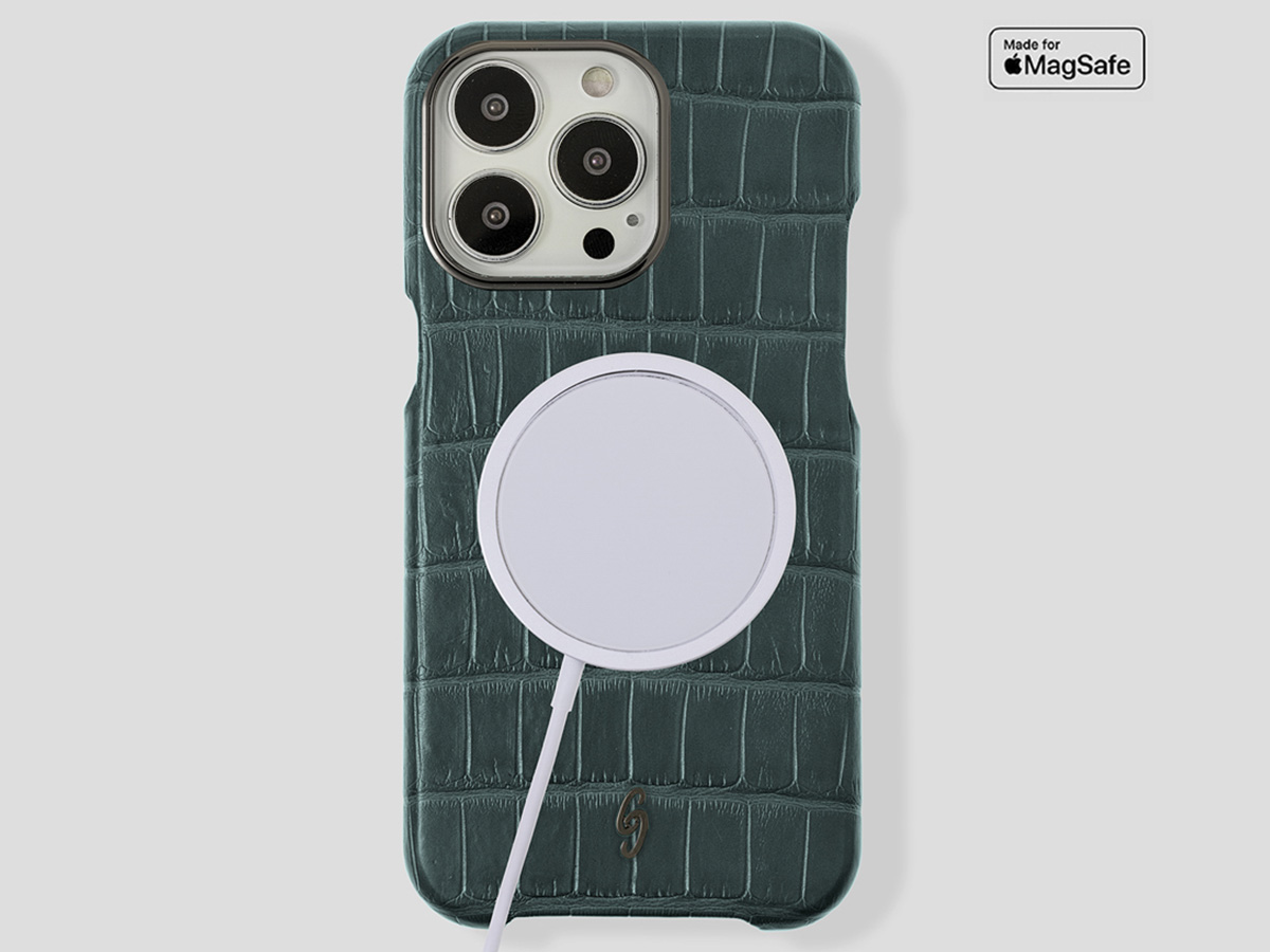 Gatti Classica Alligator Case iPhone 15 Pro hoesje - Green Emerald/Gunmetal