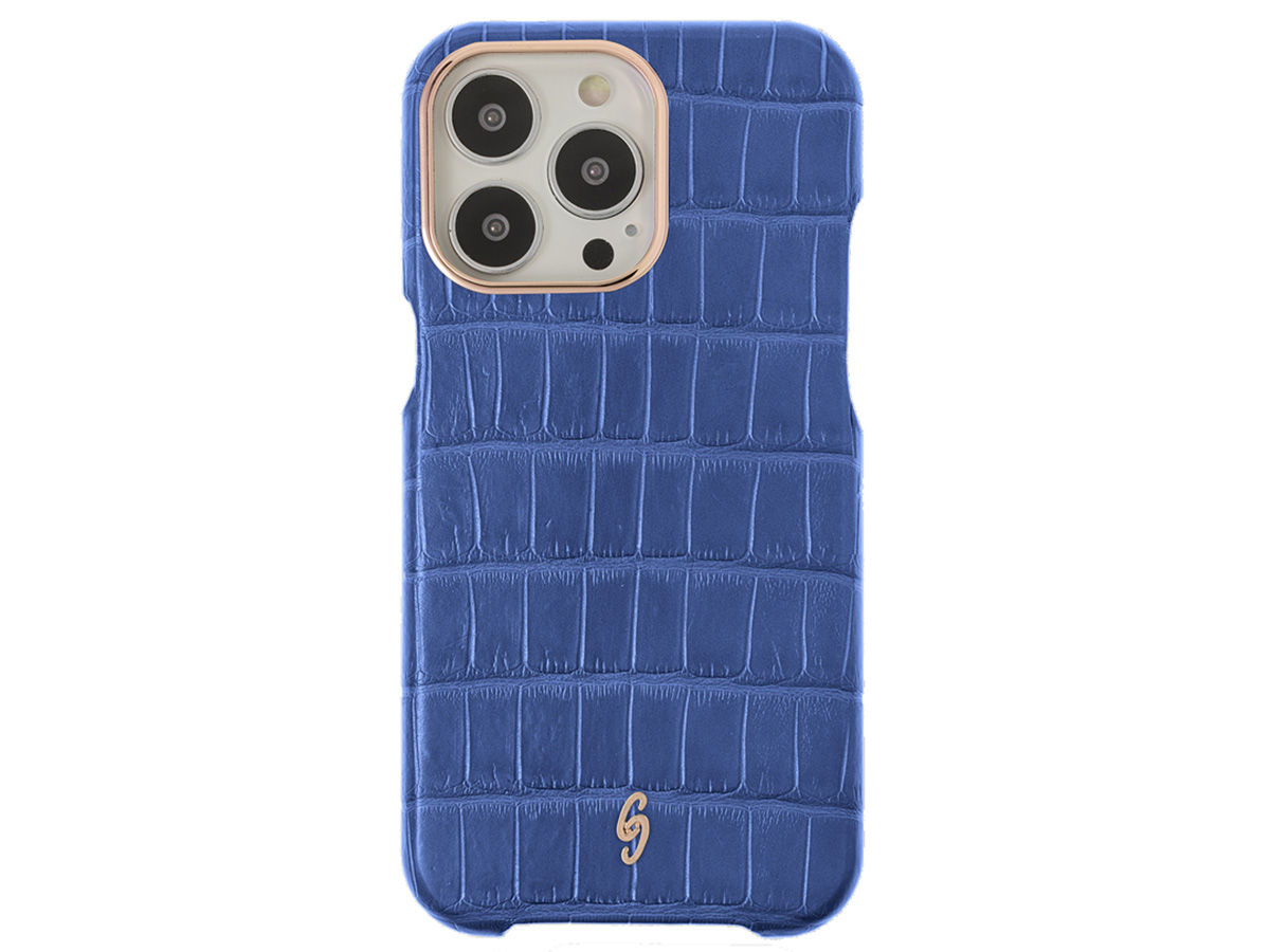 Gatti Classica Alligator Case iPhone 15 Pro hoesje - Blue Gibilterra/Rose Gold