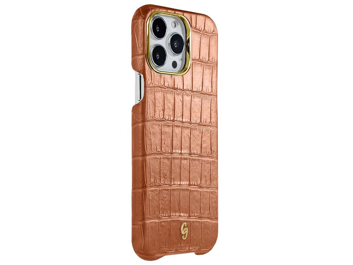 Gatti Classica Alligator Case iPhone 15 Pro hoesje - Orange Ermes/Gold