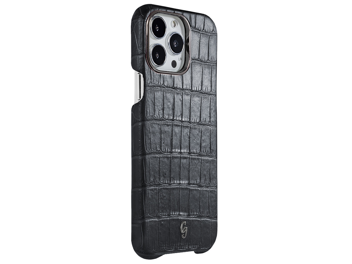 Gatti Classica Alligator Case iPhone 15 Pro hoesje - Black Rubber/Gunmetal