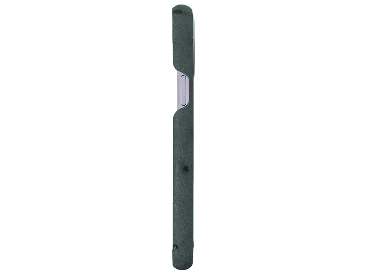 Gatti Classica Ostrich Case iPhone 15 Pro hoesje - Dark Green Matt/Rose Gold