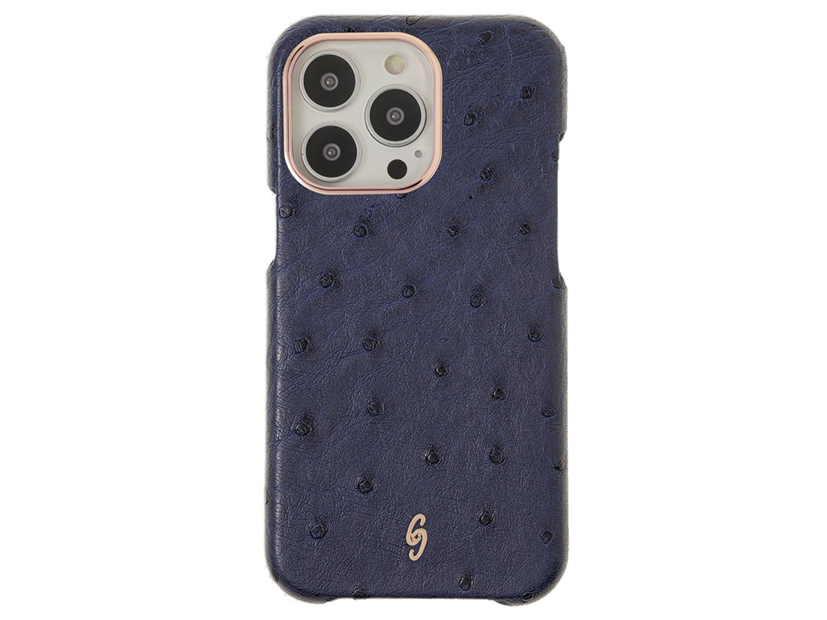 Gatti Classica Ostrich Case iPhone 15 Pro hoesje - Blue Gibilterra/Rose Gold