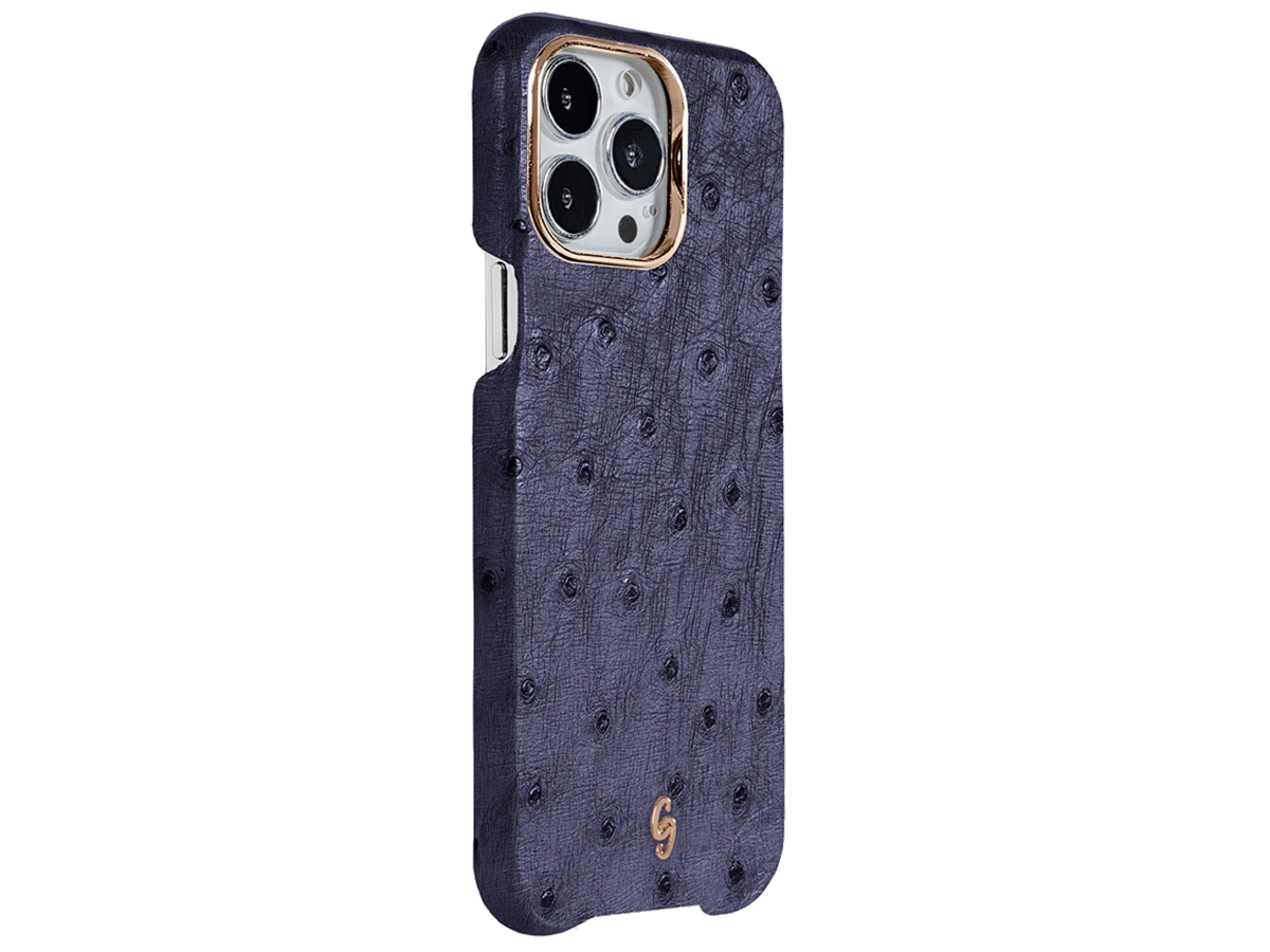 Gatti Classica Ostrich Case iPhone 15 Pro hoesje - Blue Gibilterra/Rose Gold