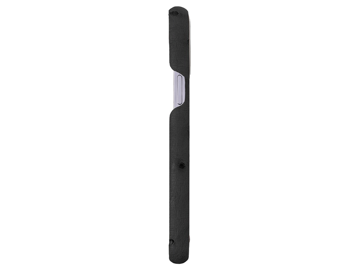Gatti Classica Ostrich Case iPhone 15 Pro hoesje - Black Matt/Gunmetal