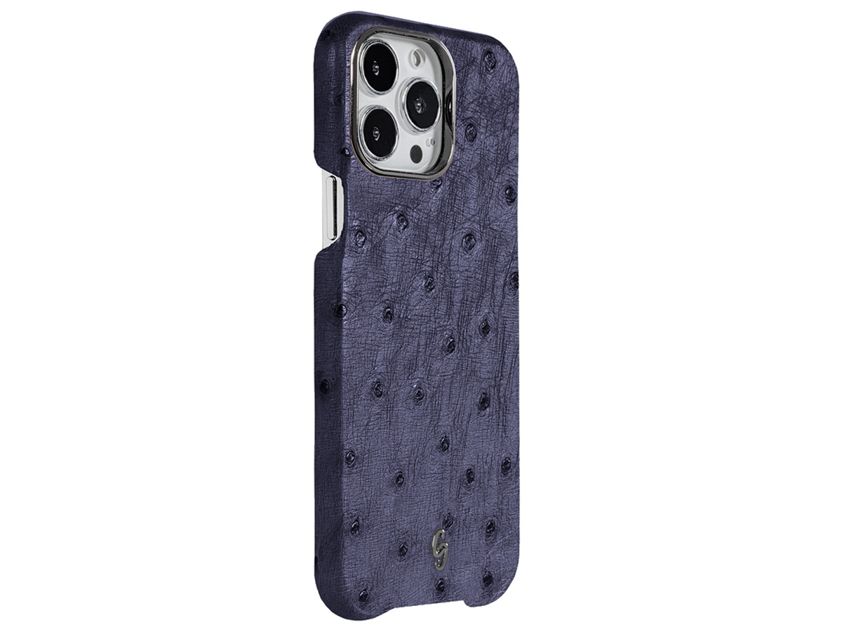 Gatti Classica Ostrich Case iPhone 15 Pro hoesje - Blue Gibilterra/Gunmetal