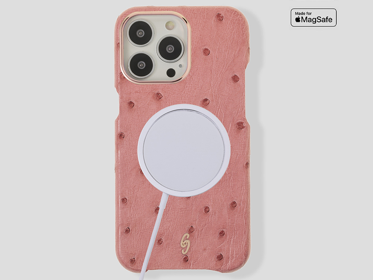 Gatti Classica Ostrich Case iPhone 15 Pro hoesje - Queen Pink/Rose Gold