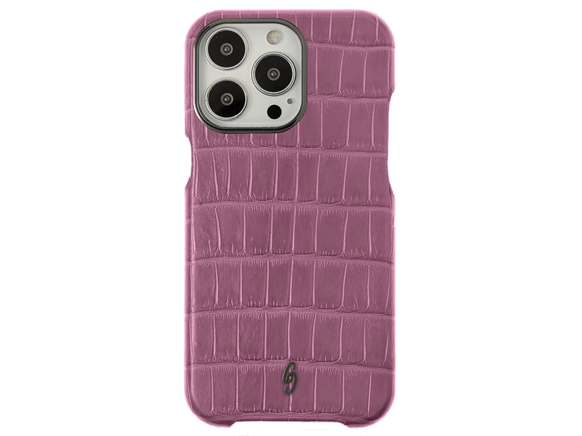 Gatti Classica Alligator Case iPhone 15 Pro hoesje - Pink Camellia/Gunmetal