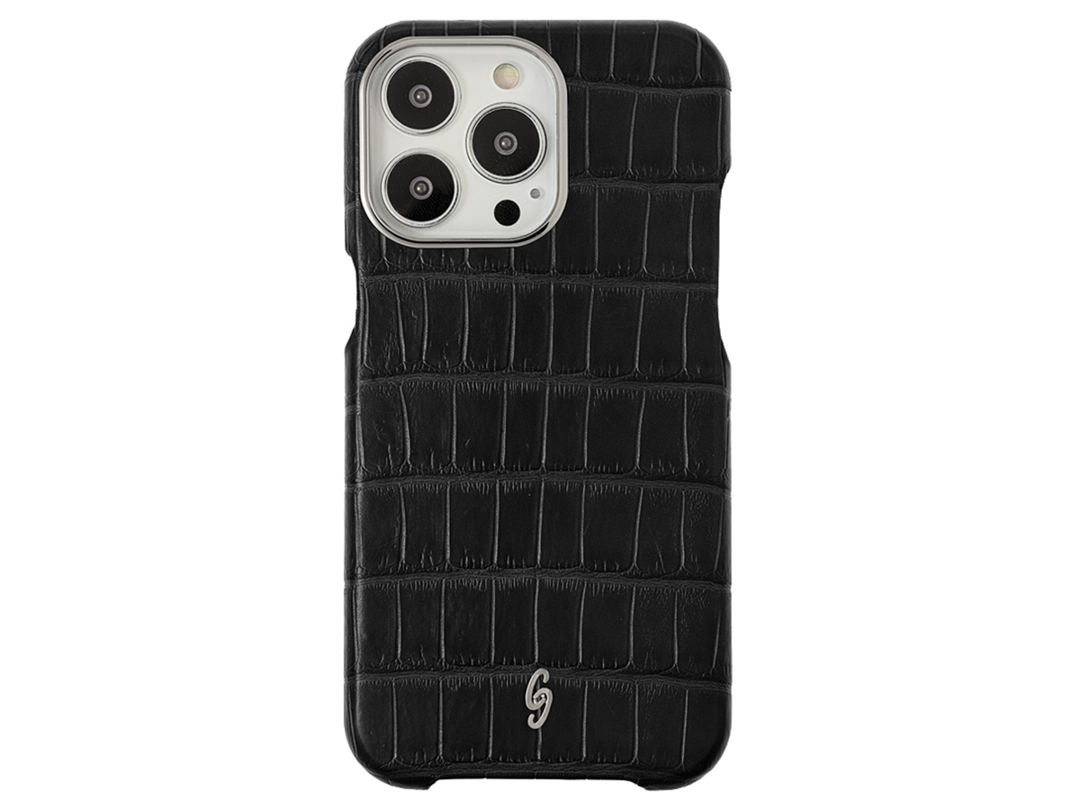 Gatti Classica Alligator Case iPhone 15 Pro hoesje - Intense Matt Black/Steel