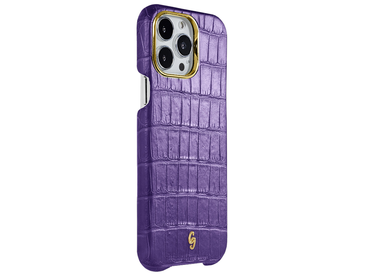 Gatti Classica Alligator Case iPhone 15 Pro hoesje - Mauve Purple/Gold