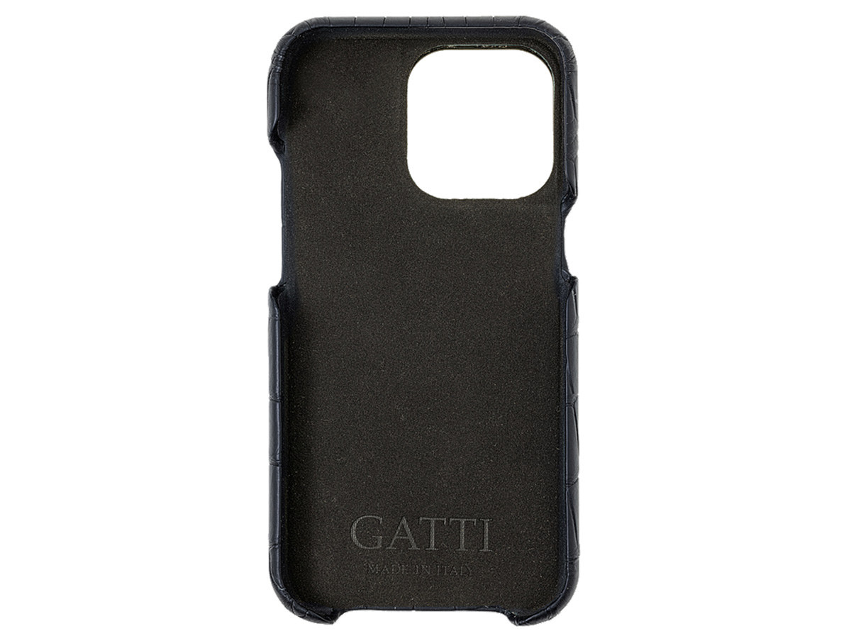 Gatti Classica Alligator Case iPhone 15 Pro hoesje - Black Rubber/Rose Gold