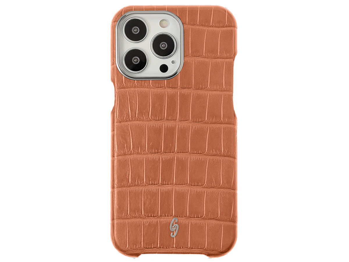 Gatti Classica Alligator Case iPhone 15 Pro hoesje - Orange Ermes/Steel