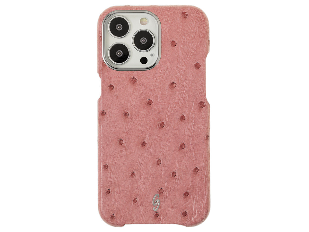 Gatti Classica Ostrich Case iPhone 15 Pro hoesje - Queen Pink/Steel