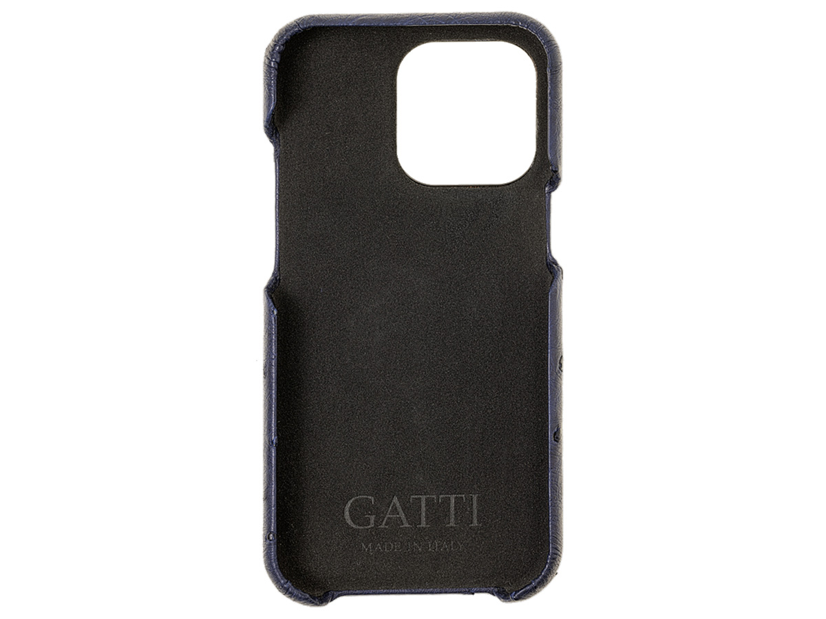 Gatti Classica Ostrich Case iPhone 15 Pro hoesje - Blue Gibilterra/Gold