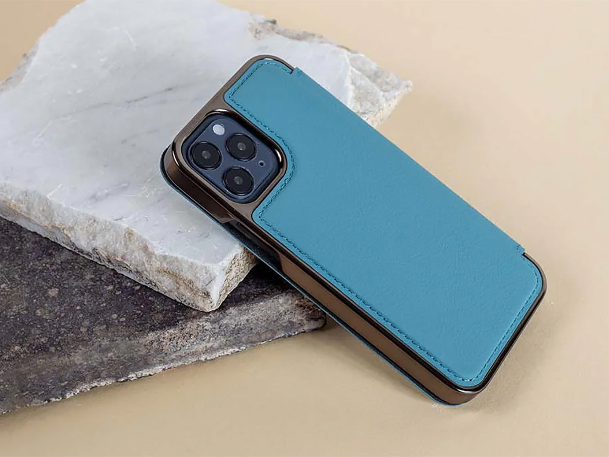 Greenwich Blake MagSafe Leather Folio Tahiti Blue - iPhone 15 Pro Hoesje