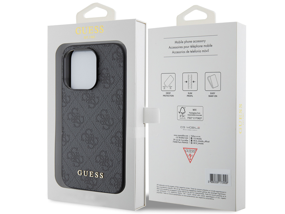 Guess 4G Monogram Case Grijs - iPhone 15 Pro hoesje