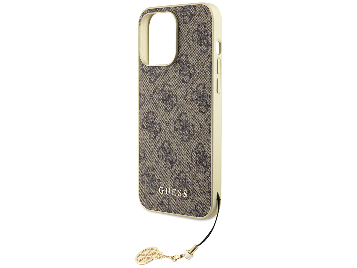 Guess 4G Monogram Charm Case Bruin - iPhone 15 Pro hoesje