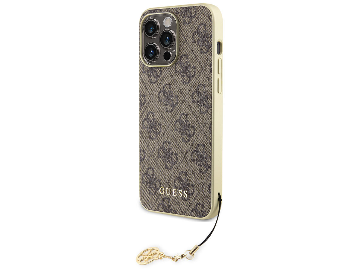 Guess 4G Monogram Charm Case Bruin - iPhone 15 Pro hoesje