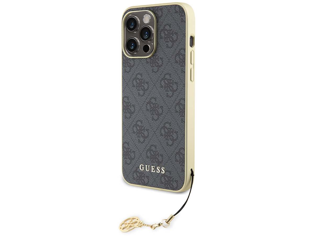 Guess 4G Monogram Charm Case Grijs - iPhone 15 Pro hoesje