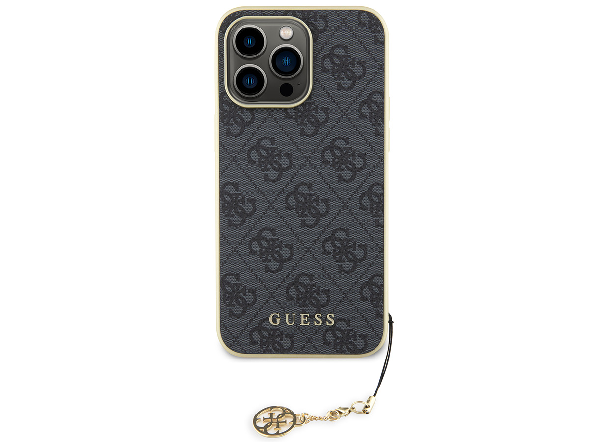 Guess 4G Monogram Charm Case Grijs - iPhone 15 Pro hoesje