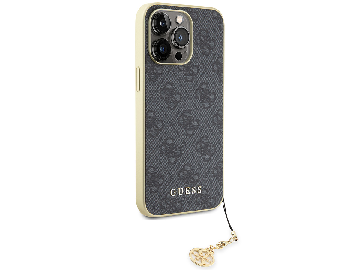 Guess 4G Monogram Charm Case Grijs - iPhone 15 Pro hoesje