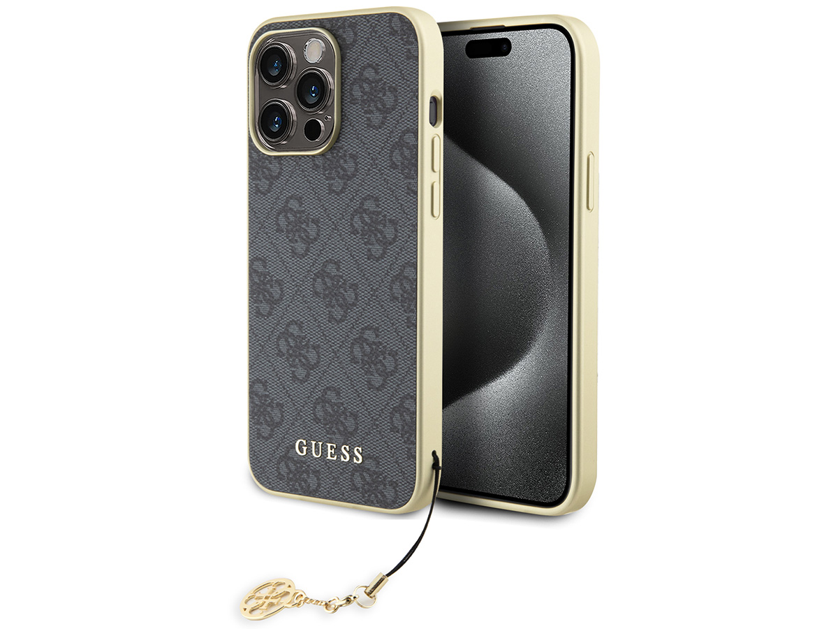 Guess 4G Monogram Charm Case Grijs - iPhone 15 Pro hoesje