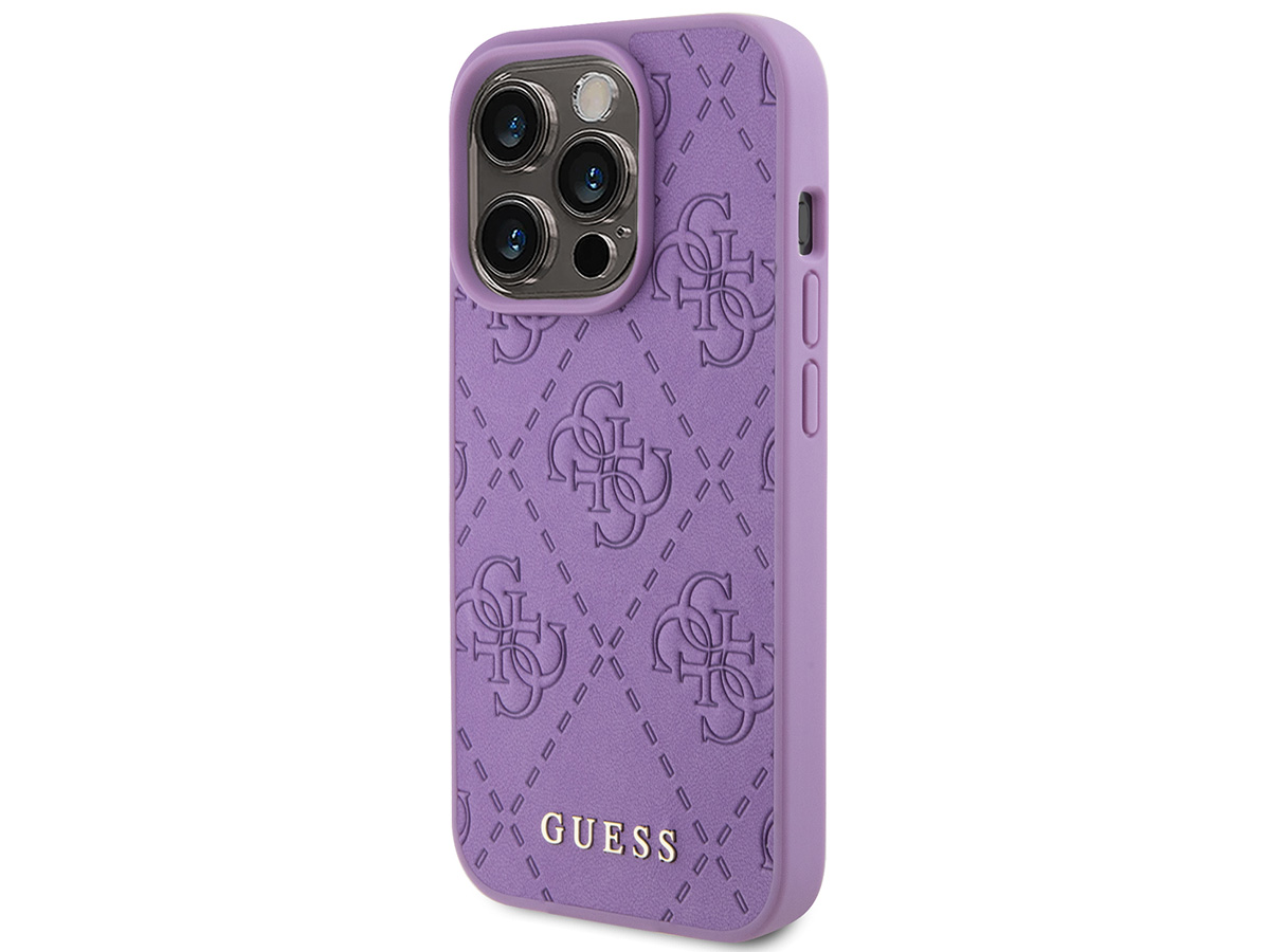 Guess 4G Monogram Stamped Case Paars - iPhone 15 Pro hoesje