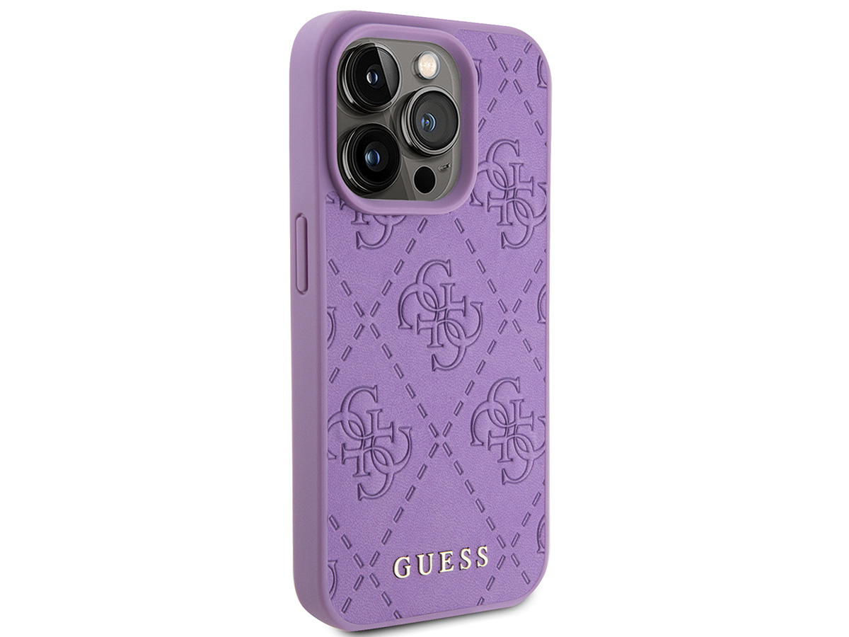 Guess 4G Monogram Stamped Case Paars - iPhone 15 Pro hoesje