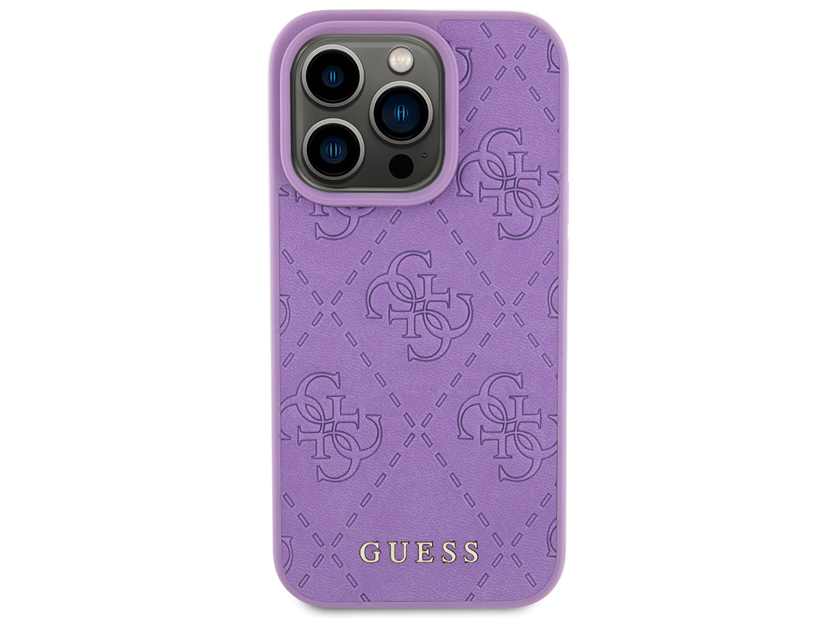 Guess 4G Monogram Stamped Case Paars - iPhone 15 Pro hoesje