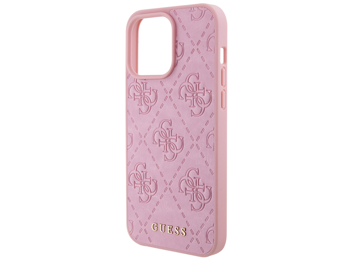 Guess 4G Monogram Stamped Case Roze - iPhone 15 Pro hoesje