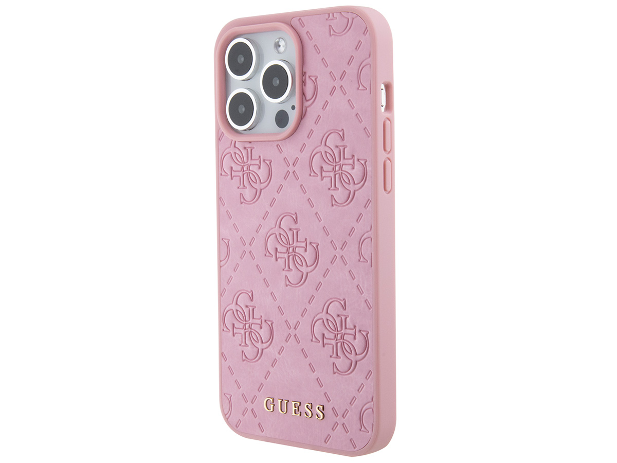 Guess 4G Monogram Stamped Case Roze - iPhone 15 Pro hoesje