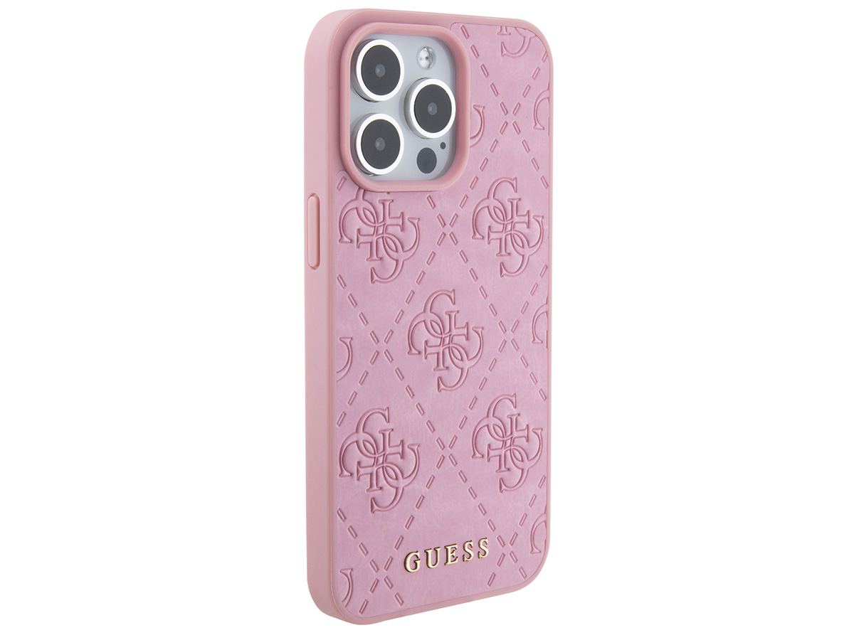 Guess 4G Monogram Stamped Case Roze - iPhone 15 Pro hoesje